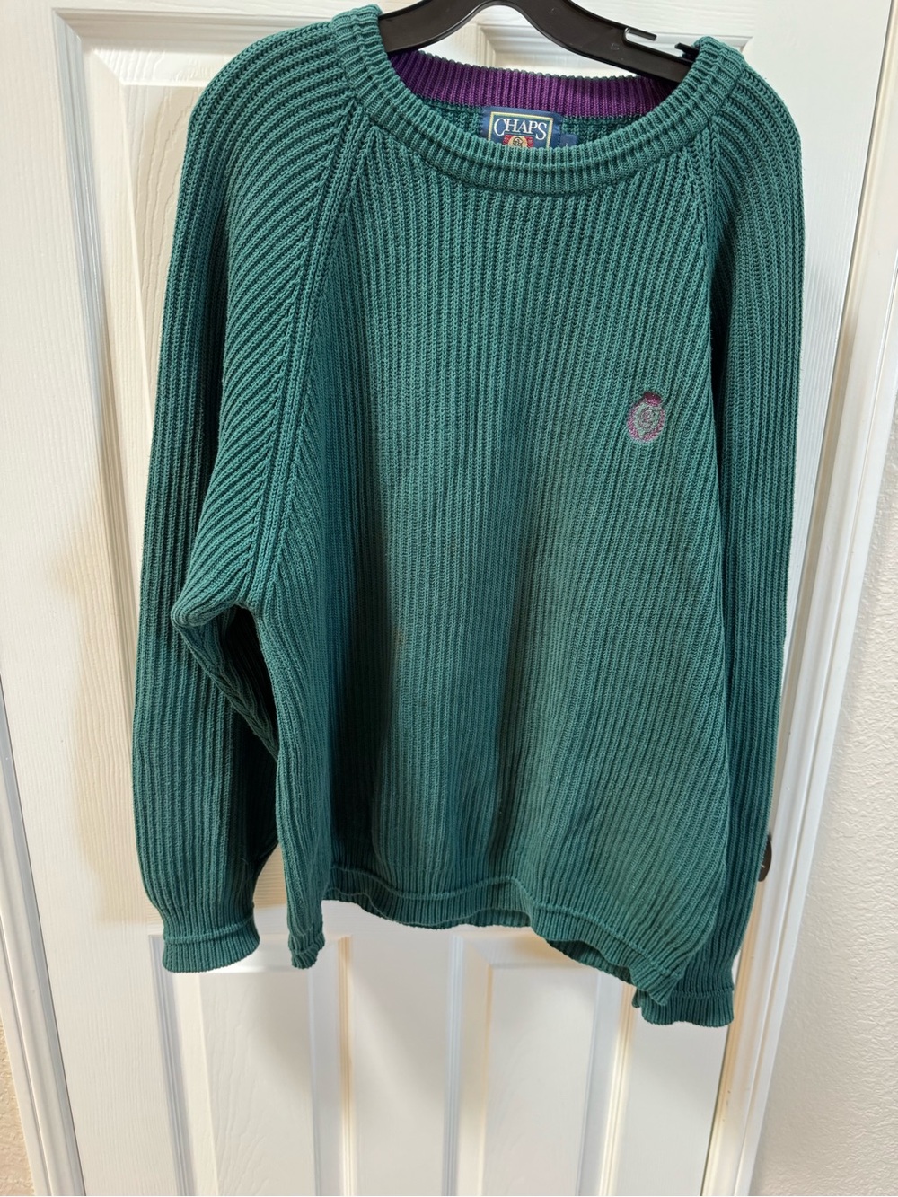 Vintage chaps Ralph Lauren Turquoise Crewneck Sweater with Embroidered Logo